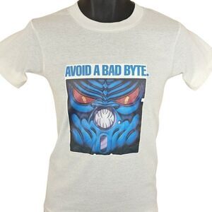 TDK No Risk Disk T Shirt Vintage 80s Avoid A Bad Byte Tech Made In USA Mens XS